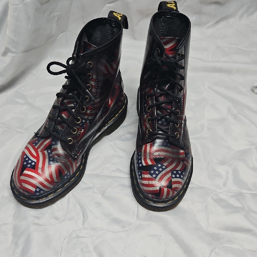 Dr. Martens Black and Red Lace Up Boots